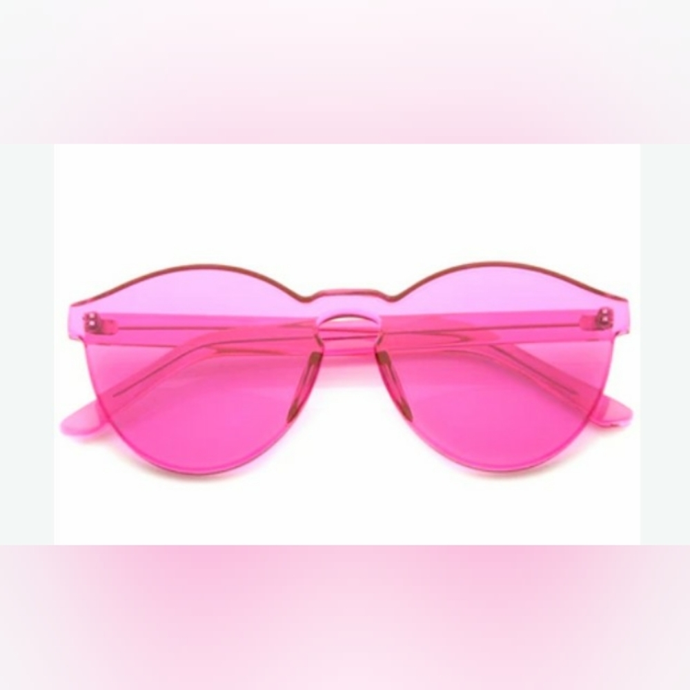 Monoblock Cut PC Color Lens Rimless Sunglasses - Picture 3 of 4